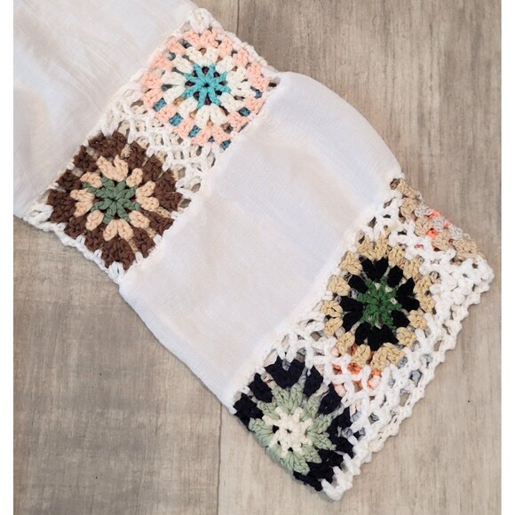 Asha Womens OS Boho Swim Cover Up Tunic Festival Fringe Crochet Artsy Colorful - Picture 3 of 6